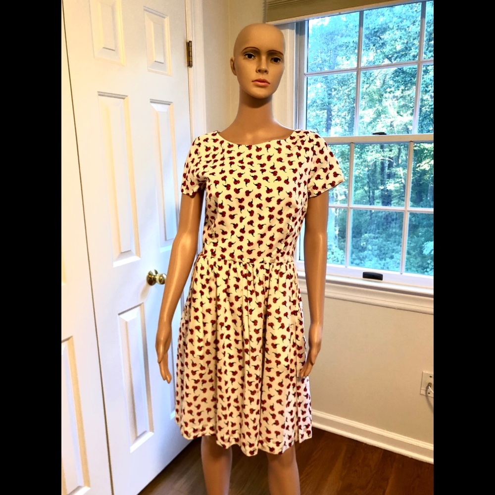 NWT Oscar de la Renta Red/White Cotton Dress 8